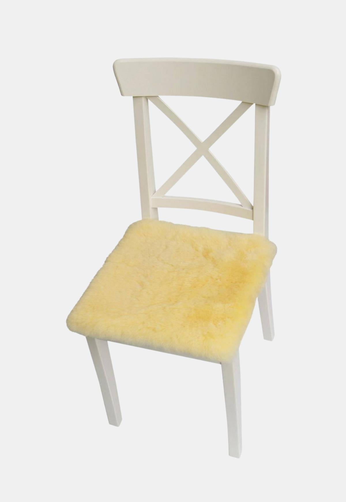 Poduszka do siedzenia ze skóry jagnięcej 40 x 40 cm Żółta
