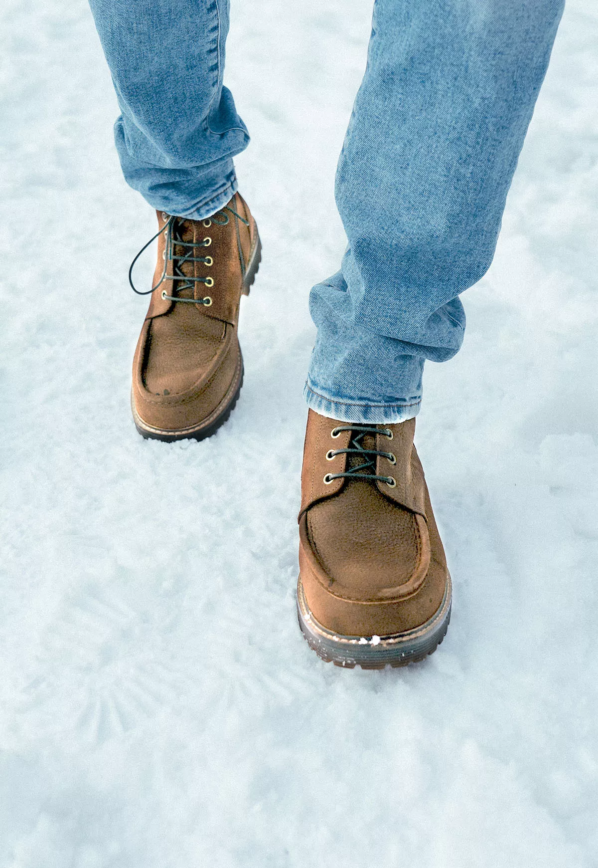 Buty zimowe ze skóry jagnięcej - A170 Brązowy