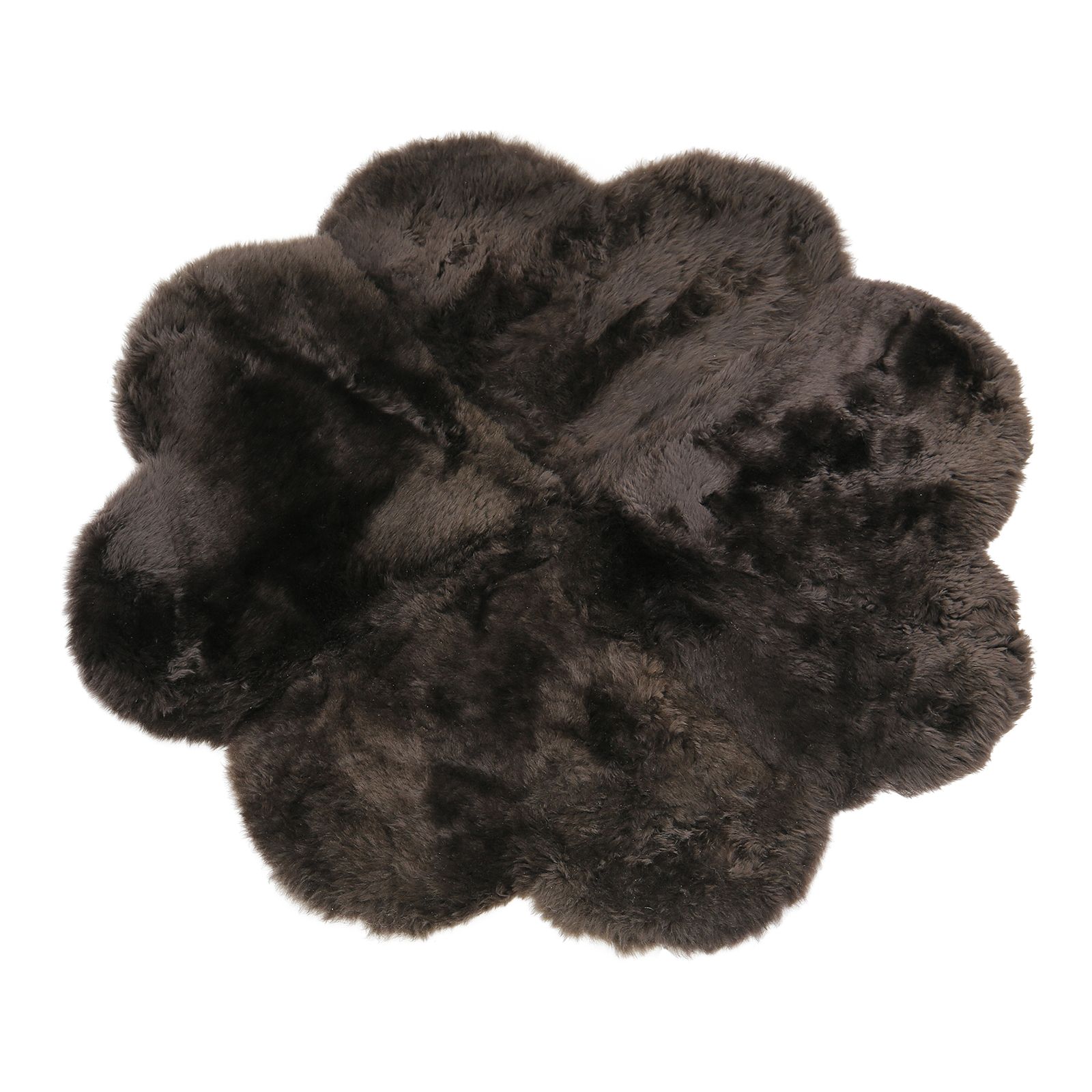 Dywan Kwiat ze skóry owczej z krótkim włosem Brązowy
